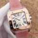 2017 Swiss Copy Cartier Santos 100 2-Tone Rose Gold Pink Leather band (2)_th.jpg